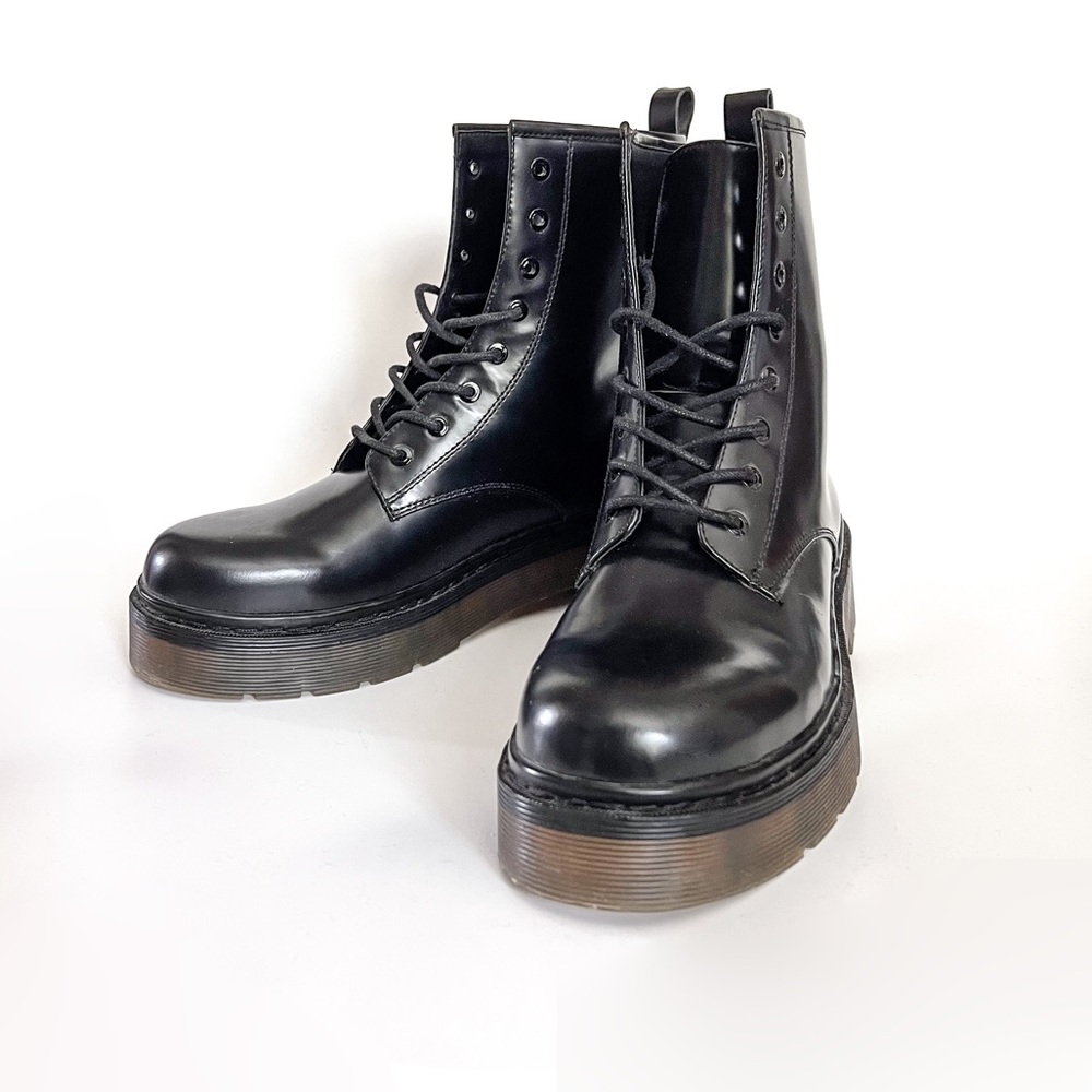 ZARA BLACK LUG SOLE LACE BOOTS SIZE 38